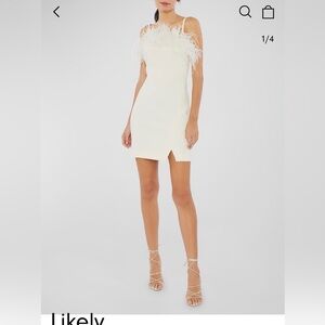 Likely White dress with feathers, Bachelorette dress